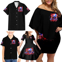 Flame Skull Family Matching Off Shoulder Short Dress and Hawaiian Shirt My Give A Fuck Is Broken But My Go Fuck Yourself Is Fully Functional - Wonder Print Shop