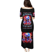 Flame Skull Family Matching Puletasi and Hawaiian Shirt My Give A Fuck Is Broken But My Go Fuck Yourself Is Fully Functional - Wonder Print Shop