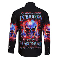 Flame Skull Family Matching Tank Maxi Dress and Hawaiian Shirt My Give A Fuck Is Broken But My Go Fuck Yourself Is Fully Functional - Wonder Print Shop