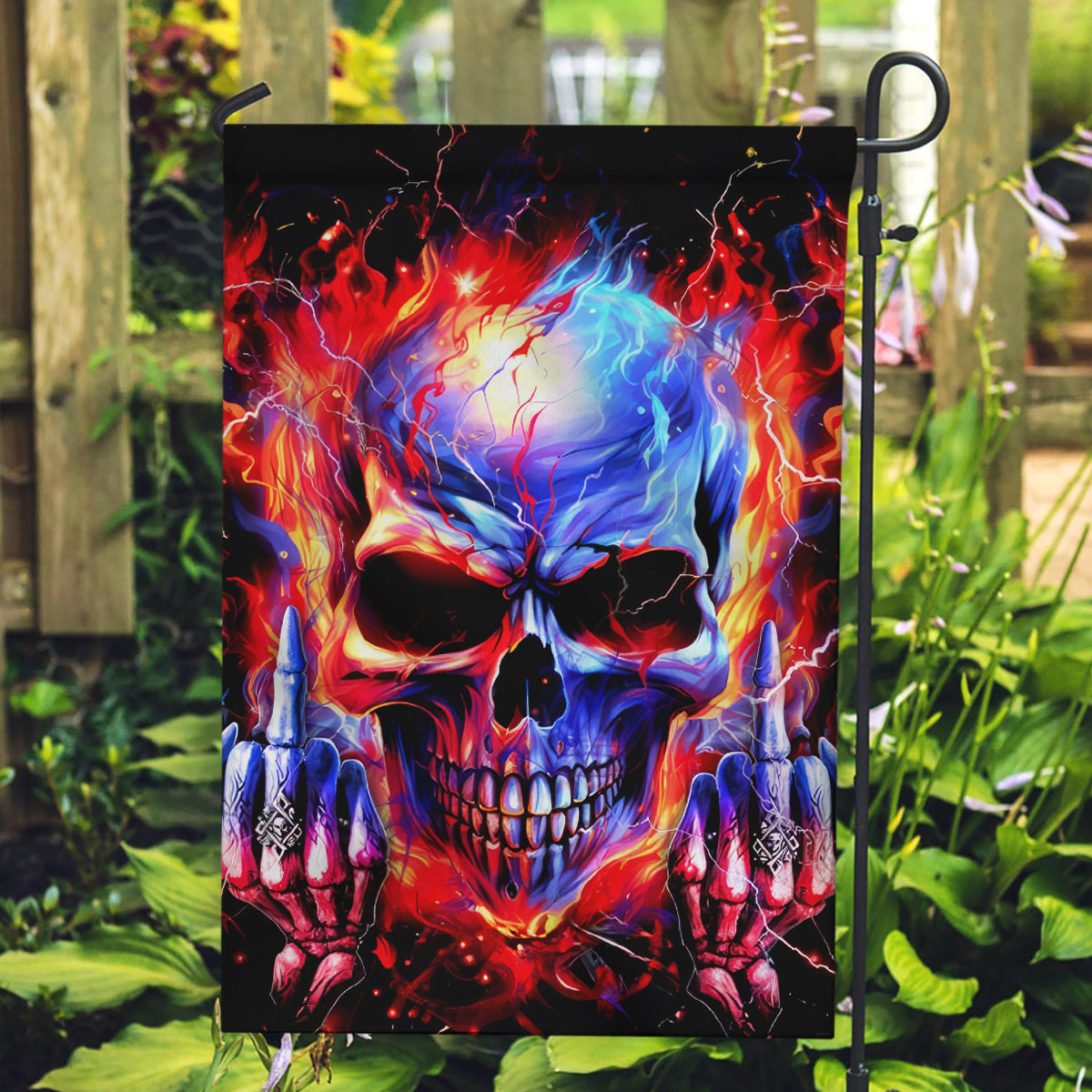 Flame Skull Garden Flag My Give A Fuck Is Broken But My Go Fuck Yourself Is Fully Functional - Wonder Print Shop