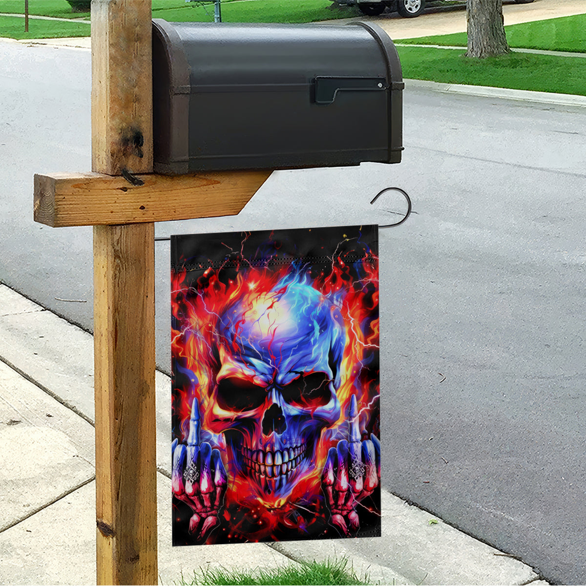 Flame Skull Garden Flag My Give A Fuck Is Broken But My Go Fuck Yourself Is Fully Functional - Wonder Print Shop