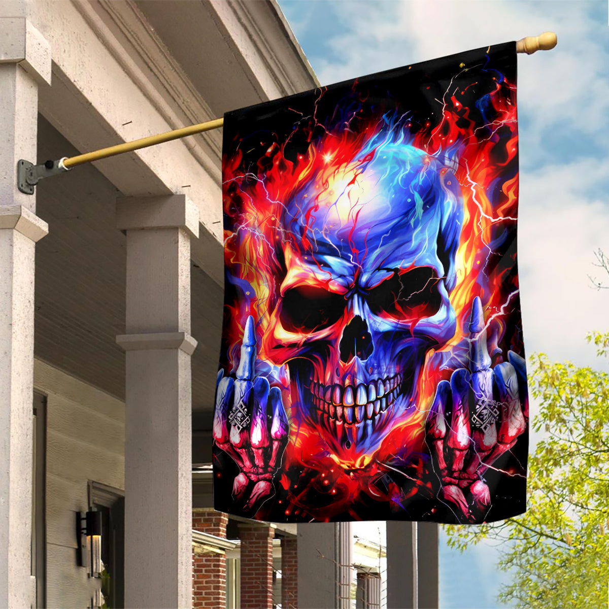 Flame Skull Garden Flag My Give A Fuck Is Broken But My Go Fuck Yourself Is Fully Functional - Wonder Print Shop