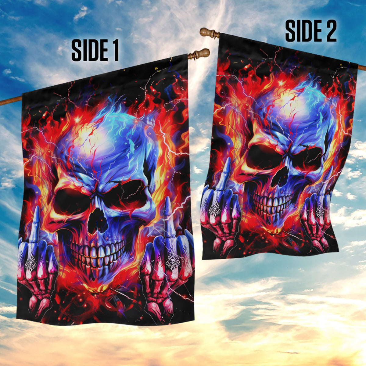 Flame Skull Garden Flag My Give A Fuck Is Broken But My Go Fuck Yourself Is Fully Functional - Wonder Print Shop