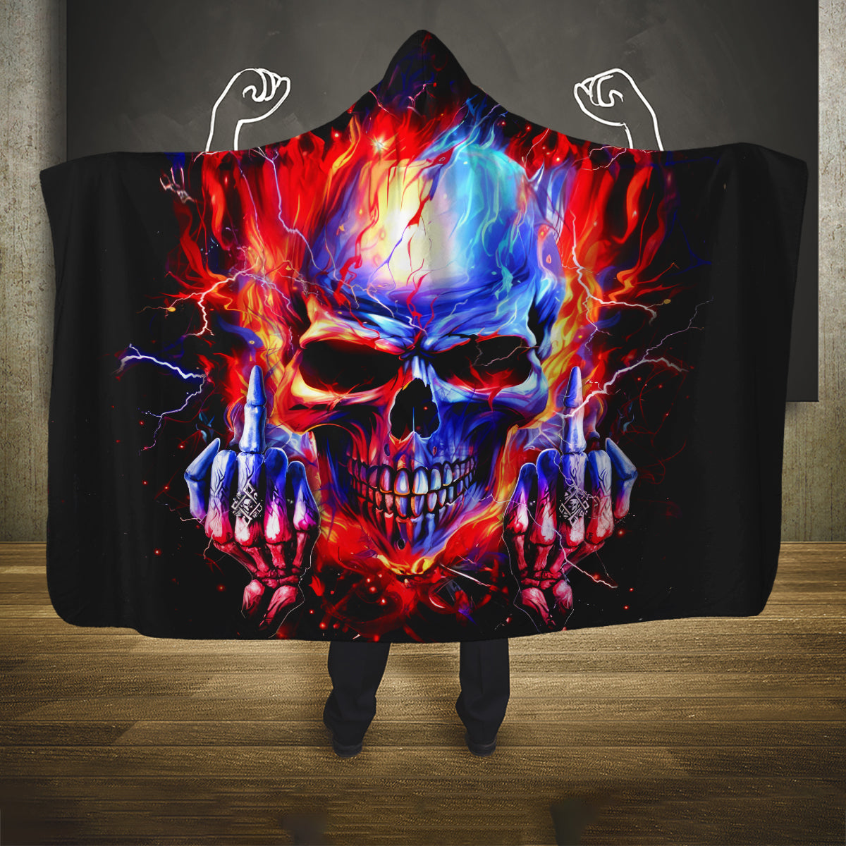 Flame Skull Hooded Blanket My Give A Fuck Is Broken But My Go Fuck Yourself Is Fully Functional DT01