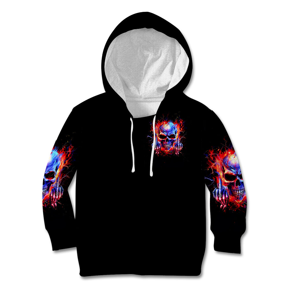 Flame Skull Kid Hoodie My Give A Fuck Is Broken But My Go Fuck Yourself Is Fully Functional - Wonder Print Shop