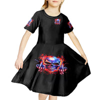 Flame Skull Kid Short Sleeve Dress My Give A Fuck Is Broken But My Go Fuck Yourself Is Fully Functional - Wonder Print Shop