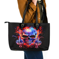 Flame Skull Leather Tote Bag My Give A Fuck Is Broken But My Go Fuck Yourself Is Fully Functional - Wonder Print Shop
