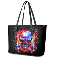 Flame Skull Leather Tote Bag My Give A Fuck Is Broken But My Go Fuck Yourself Is Fully Functional - Wonder Print Shop