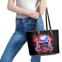 Flame Skull Leather Tote Bag My Give A Fuck Is Broken But My Go Fuck Yourself Is Fully Functional - Wonder Print Shop