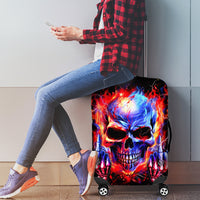 Flame Skull Luggage Cover My Give A Fuck Is Broken But My Go Fuck Yourself Is Fully Functional - Wonder Print Shop