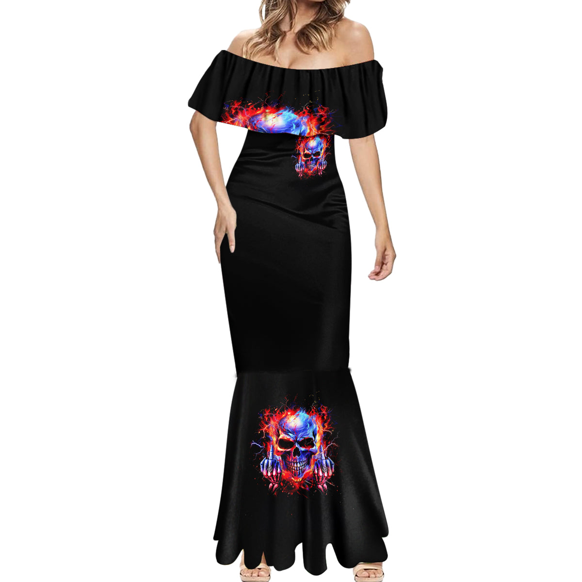 Flame Skull Mermaid Dress My Give A Fuck Is Broken But My Go Fuck Yourself Is Fully Functional - Wonder Print Shop