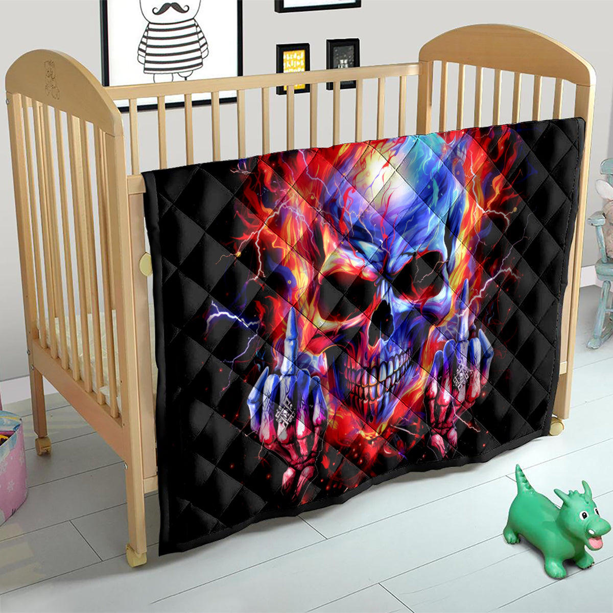 Flame Skull Quilt My Give A Fuck Is Broken But My Go Fuck Yourself Is Fully Functional - Wonder Print Shop