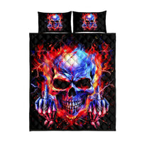 Flame Skull Quilt Bed Set My Give A Fuck Is Broken But My Go Fuck Yourself Is Fully Functional - Wonder Print Shop