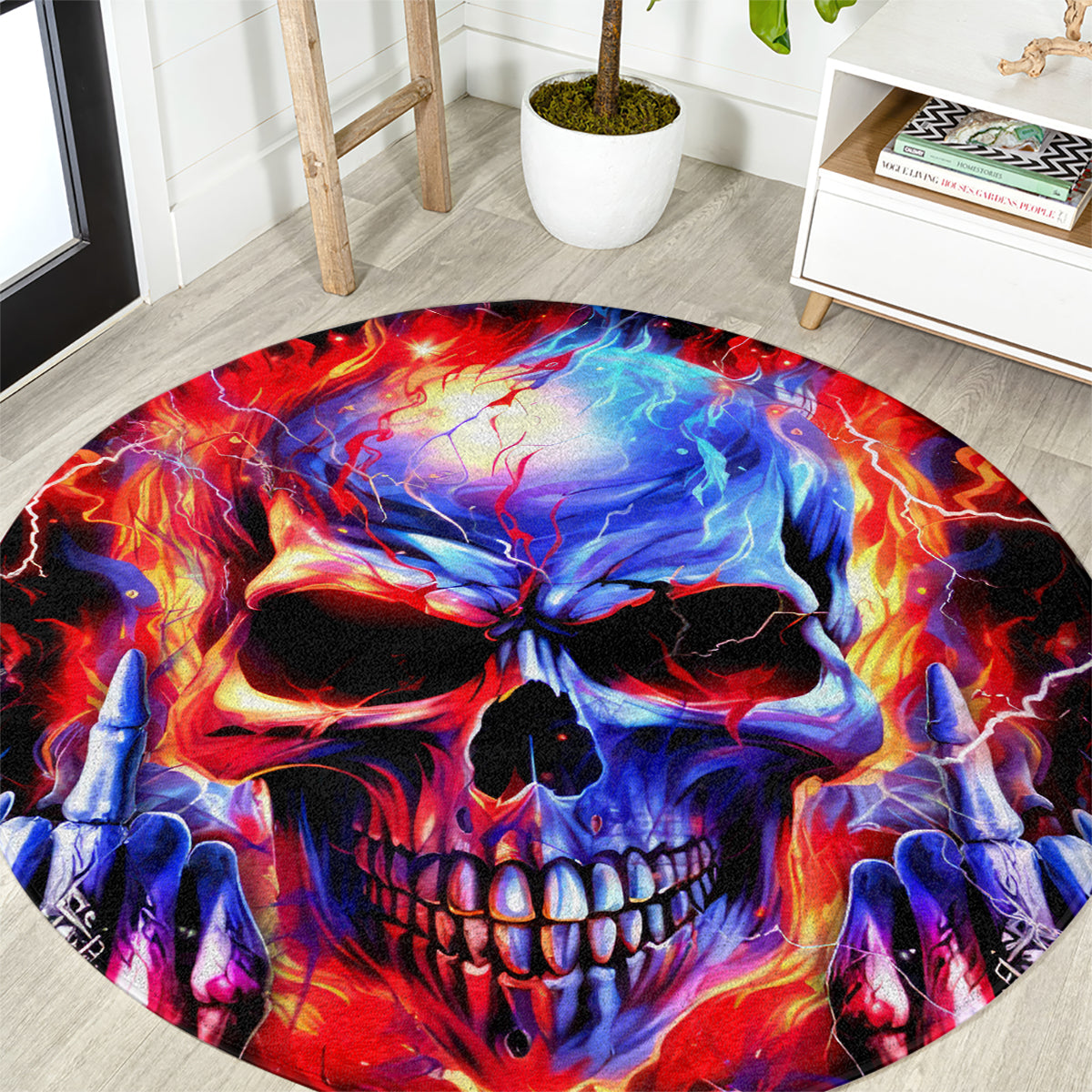 Flame Skull Round Carpet My Give A Fuck Is Broken But My Go Fuck Yourself Is Fully Functional DT01
