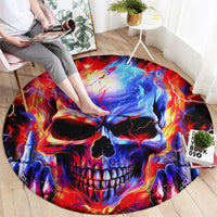 Flame Skull Round Carpet My Give A Fuck Is Broken But My Go Fuck Yourself Is Fully Functional DT01