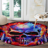 Flame Skull Round Carpet My Give A Fuck Is Broken But My Go Fuck Yourself Is Fully Functional DT01