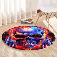 Flame Skull Round Carpet My Give A Fuck Is Broken But My Go Fuck Yourself Is Fully Functional DT01
