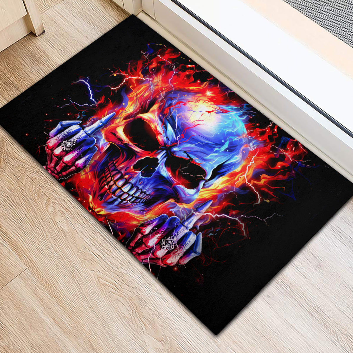 Flame Skull Rubber Doormat My Give A Fuck Is Broken But My Go Fuck Yourself Is Fully Functional - Wonder Print Shop