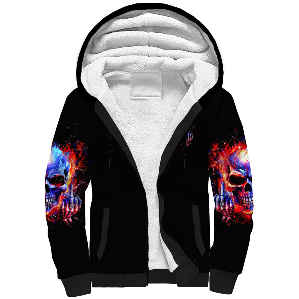 Flame Skull Sherpa Hoodie My Give A Fuck Is Broken But My Go Fuck Yourself Is Fully Functional - Wonder Print Shop