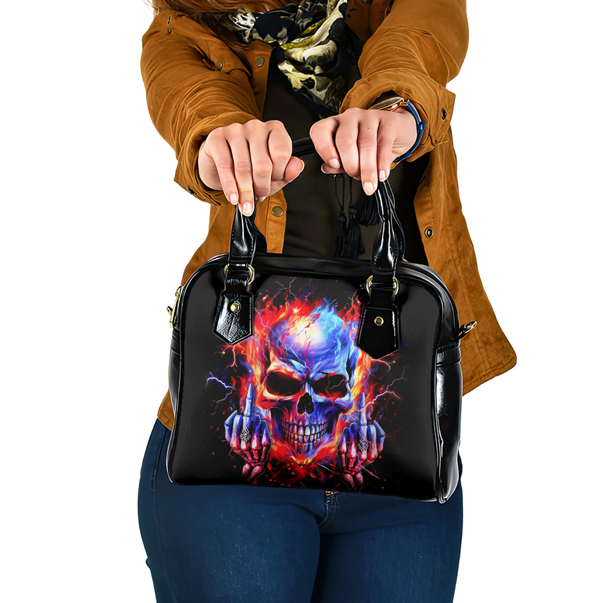Flame Skull Shoulder Handbag My Give A Fuck Is Broken But My Go Fuck Yourself Is Fully Functional DT01