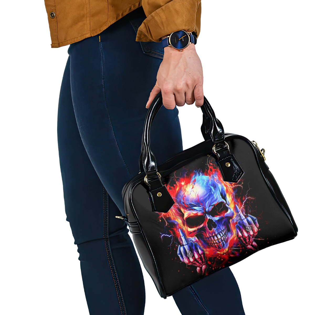 Flame Skull Shoulder Handbag My Give A Fuck Is Broken But My Go Fuck Yourself Is Fully Functional DT01
