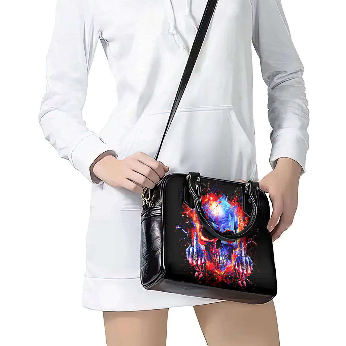 Flame Skull Shoulder Handbag My Give A Fuck Is Broken But My Go Fuck Yourself Is Fully Functional DT01