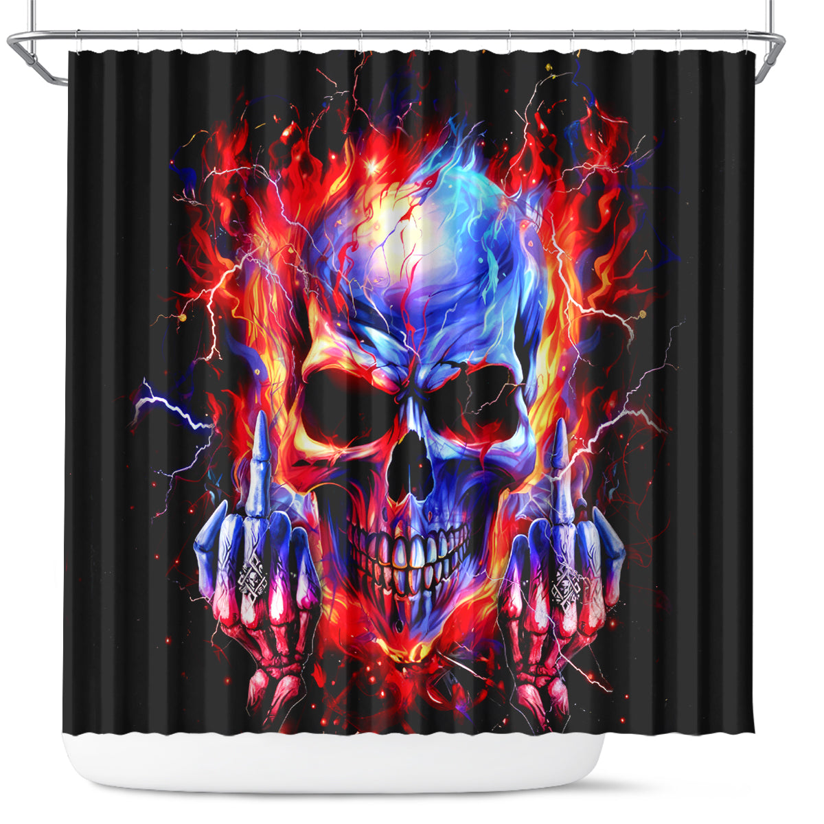 Flame Skull Shower Curtain My Give A Fuck Is Broken But My Go Fuck Yourself Is Fully Functional DT01