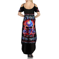 Flame Skull Summer Maxi Dress My Give A Fuck Is Broken But My Go Fuck Yourself Is Fully Functional - Wonder Print Shop
