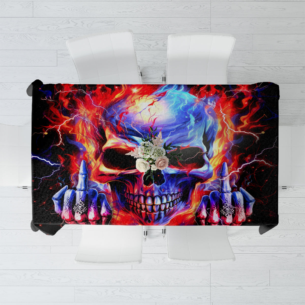 Flame Skull Tablecloth My Give A Fuck Is Broken But My Go Fuck Yourself Is Fully Functional - Wonder Print Shop