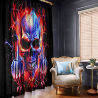 Flame Skull Window Curtain My Give A Fuck Is Broken But My Go Fuck Yourself Is Fully Functional - Wonder Print Shop