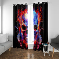 Flame Skull Window Curtain My Give A Fuck Is Broken But My Go Fuck Yourself Is Fully Functional - Wonder Print Shop