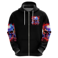 Flame Skull Zip Hoodie My Give A Fuck Is Broken But My Go Fuck Yourself Is Fully Functional - Wonder Print Shop