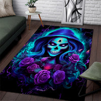 Skull Lady Area Rug Rose Skull She Whispered Back Iam The Storm - Wonder Print Shop