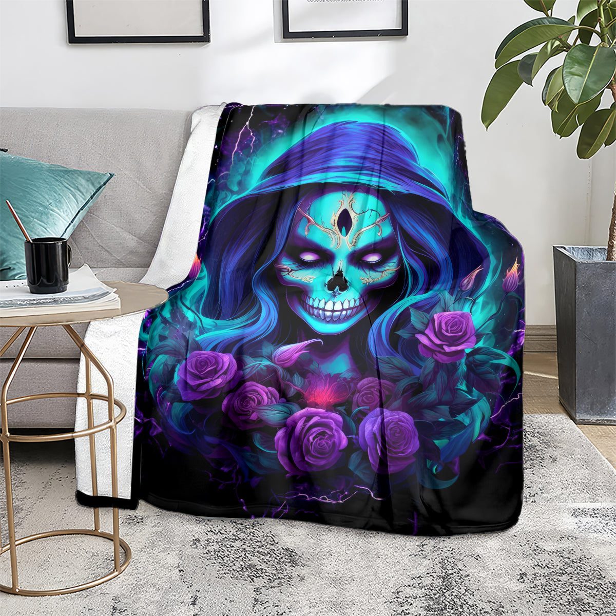 Skull Lady Blanket Rose Skull She Whispered Back Iam The Storm