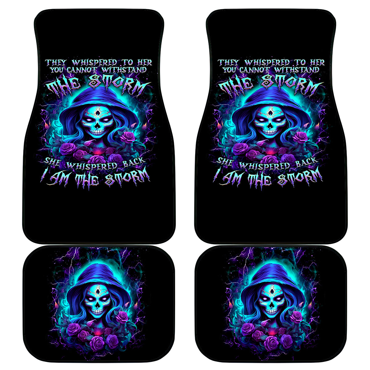 Skull Lady Car Mats Rose Skull She Whispered Back Iam The Storm - Wonder Print Shop