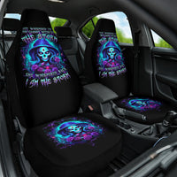 Skull Lady Car Seat Cover Rose Skull She Whispered Back Iam The Storm - Wonder Print Shop