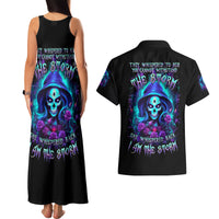 Skull Lady Couples Matching Tank Maxi Dress and Hawaiian Shirt Rose Skull She Whispered Back Iam The Storm - Wonder Print Shop