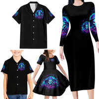 Skull Lady Family Matching Long Sleeve Bodycon Dress and Hawaiian Shirt Rose Skull She Whispered Back Iam The Storm - Wonder Print Shop
