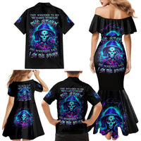 Skull Lady Family Matching Mermaid Dress and Hawaiian Shirt Rose Skull She Whispered Back Iam The Storm - Wonder Print Shop