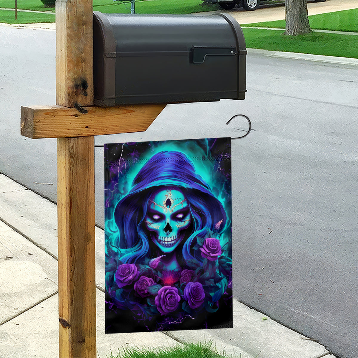 Skull Lady Garden Flag Rose Skull She Whispered Back Iam The Storm - Wonder Print Shop