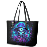 Skull Lady Leather Tote Bag Rose Skull She Whispered Back Iam The Storm - Wonder Print Shop