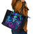 Skull Lady Leather Tote Bag Rose Skull She Whispered Back Iam The Storm - Wonder Print Shop