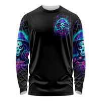 Skull Lady Long Sleeve Shirt Rose Skull She Whispered Back Iam The Storm - Wonder Print Shop