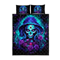 Skull Lady Quilt Bed Set Rose Skull She Whispered Back Iam The Storm - Wonder Print Shop