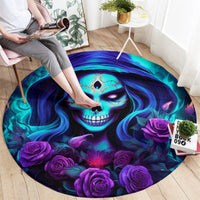 Skull Lady Round Carpet Rose Skull She Whispered Back Iam The Storm