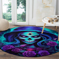 Skull Lady Round Carpet Rose Skull She Whispered Back Iam The Storm