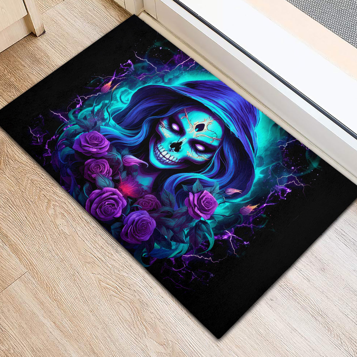 Skull Lady Rubber Doormat Rose Skull She Whispered Back Iam The Storm - Wonder Print Shop