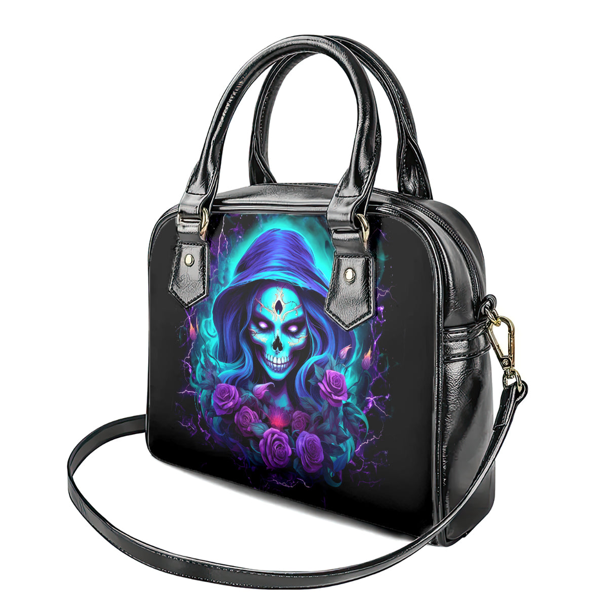 Skull Lady Shoulder Handbag Rose Skull She Whispered Back Iam The Storm
