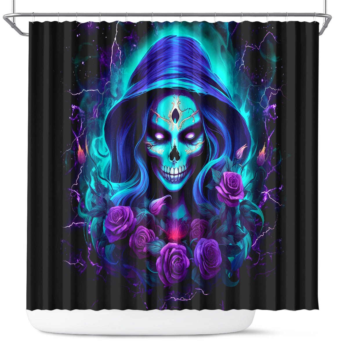 Skull Lady Shower Curtain Rose Skull She Whispered Back Iam The Storm