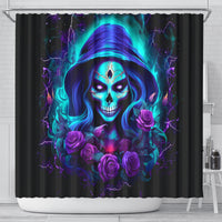 Skull Lady Shower Curtain Rose Skull She Whispered Back Iam The Storm